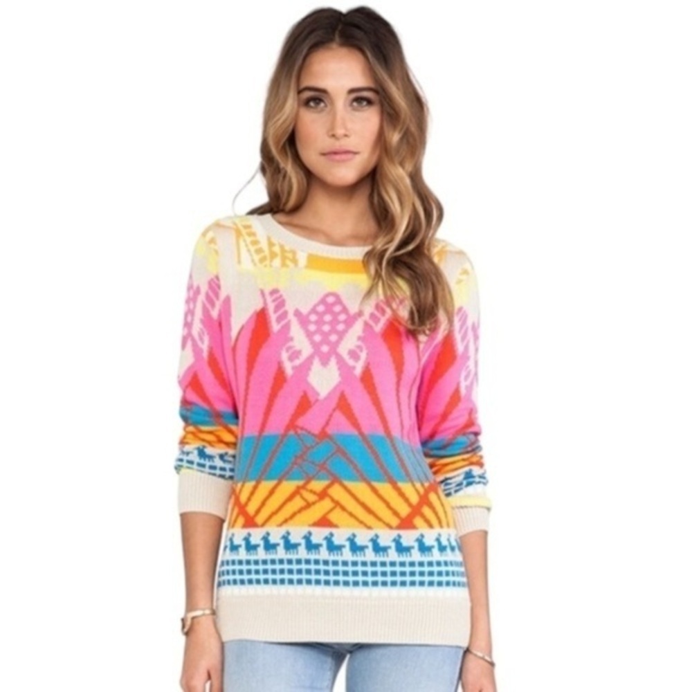 Mara Hoffman Sunrise Crew Colorful Sweater Size Xs